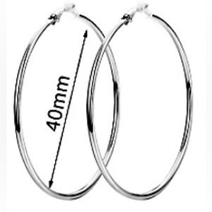 Silver Hoop Clip-On Earrings 40mm, 1 Pair